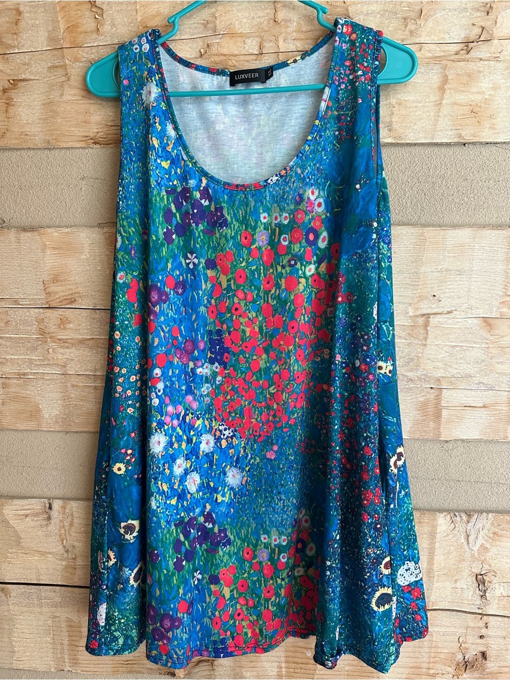 Luxveer Blue Floral Swing Midi Dress POCKETS